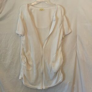 White bathing suit, cover-up, zips one X good condition